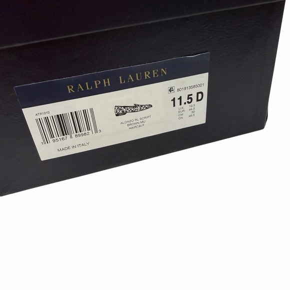 Ralph Lauren Purple Label NEW 11.5 D Calf Hair RL Script Alonzo Leopard Slippers main image 4